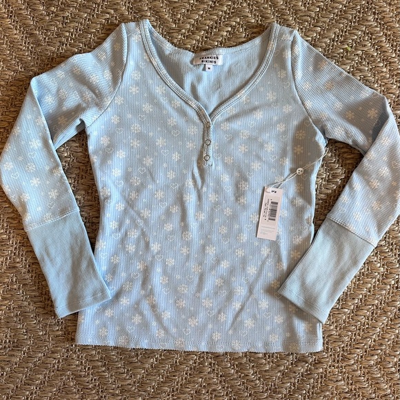 Frankie's Bikinis Sky Blue Textured Top - Picture 1 of 3